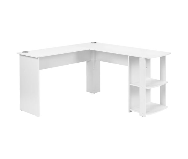 Escritorio en esquina 140 cm - computertisch, escritorio en l con 2 estantes - blanco