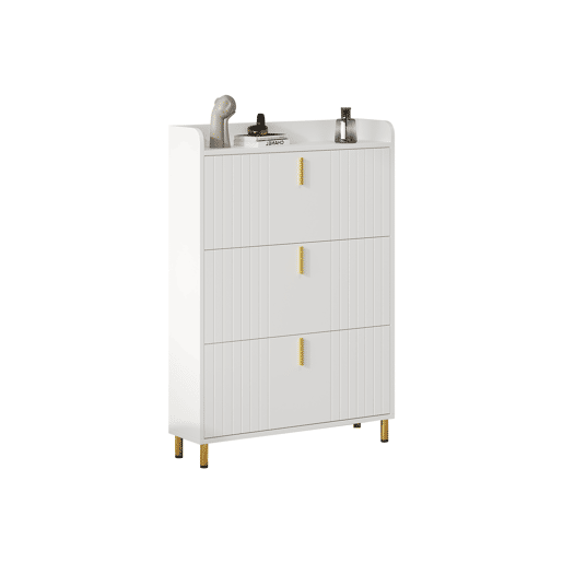 Sapateira estreita 80x23,5x123,5 cm - 2 armários com 3 portas, 6 compartimentos, ajustável, com sistema antivolteio - Branco Sapateira estreita 80x23,5x123,5 cm - 2 armários com 3 portas, 6 compartimentos, ajustável, com sistema antivolteio - Branco