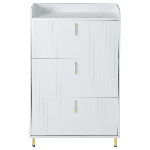 Sapateira estreita 80x23,5x123,5 cm - 2 armários com 3 portas, 6 compartimentos, ajustável, com sistema antivolteio - Branco Sapateira estreita 80x23,5x123,5 cm - 2 armários com 3 portas, 6 compartimentos, ajustável, com sistema antivolteio - Branco