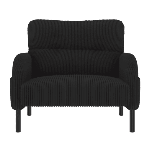 Poltrona de 1 lugar - Profundidade de assento confortável, braços com bolsos laterais, estrutura sólida - Preto