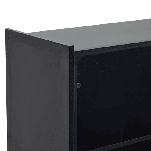 Vitrine LED moderna 120 cm - Com iluminação LED de 16 cores, vitrine de vidro com portas de vidro e porta basculante - Preto