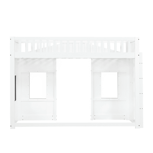 Beliche 90x200 cm - com escada, proteção lateral e janela - branco