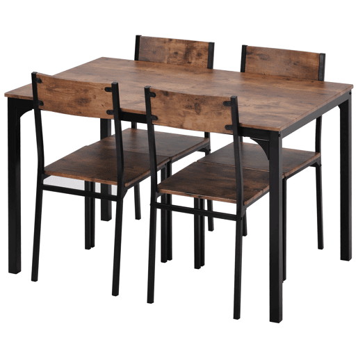 Conjunto de sala de jantar com 4 cadeiras - Mesa para varanda, sala de jantar e sala de estar - Vintage castanho