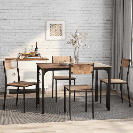 Conjunto de sala de jantar com 4 cadeiras - Mesa para varanda, sala de jantar e sala de estar - Vintage castanho