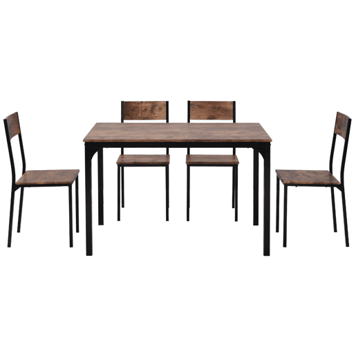 Conjunto de sala de jantar com 4 cadeiras - Mesa para varanda, sala de jantar e sala de estar - Vintage castanho