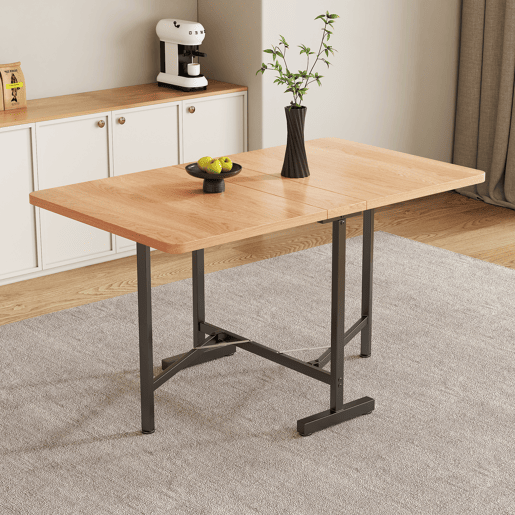 Mesa de jantar extensível 120 cm x 80 cm - Estilo moderno minimalista, estrutura em liga de alta resistência - Carvalho