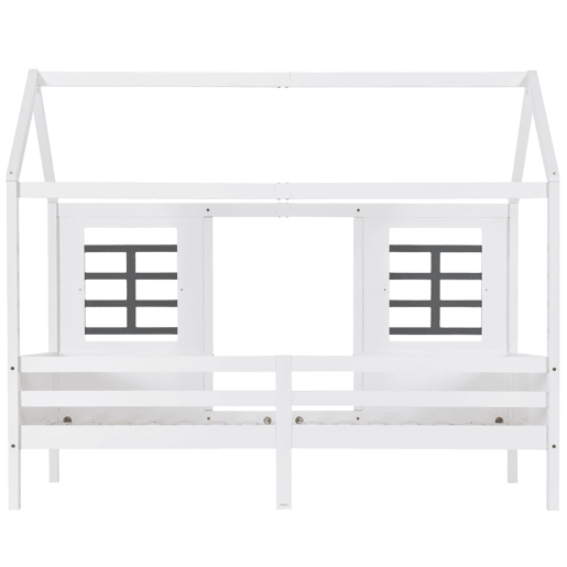 Cama individual 200x90cm - Casa com 2 gavetas, 2 janelas, estrutura em pinho e MDF - Branco
