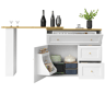 Mesa de bar extensível 138-204×39×105 cm - Com arrumação, prateleira para snacks, mesa alta telescópica, ilha de cozinha - Branca