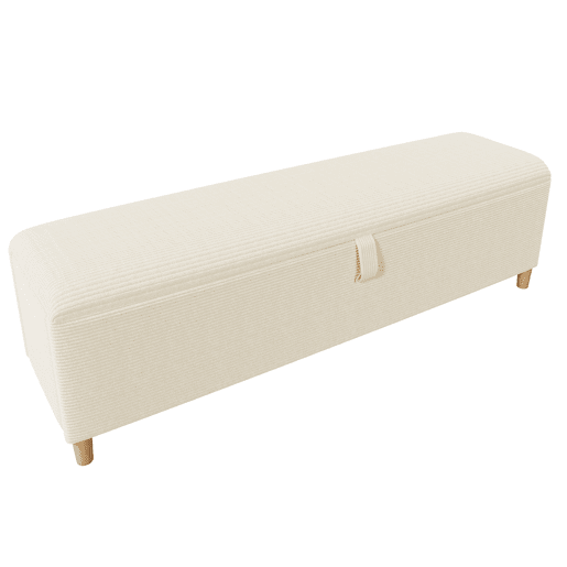Banco cama 165x38 cm - Banco estofado com armazenamento hidráulico - Cor bege