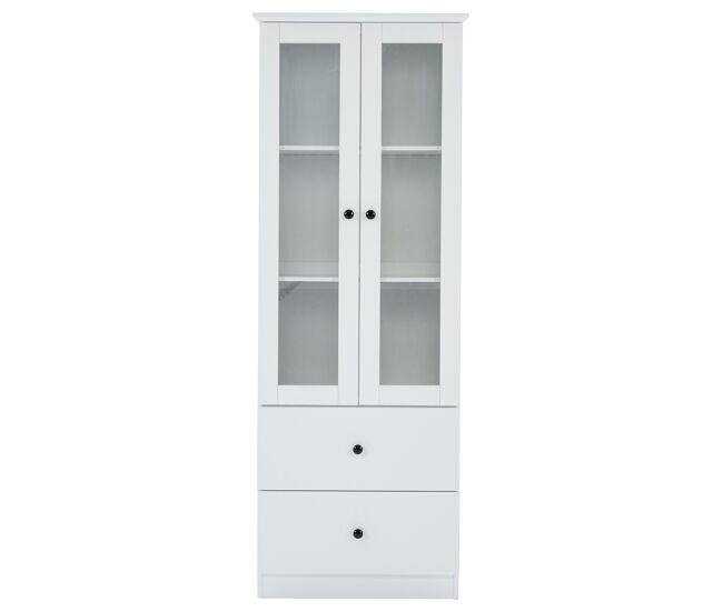 Vitrina led moderna 165 cm - con usb, mando a distancia 16 colores, 2 cajones, estantes ajustables, puertas abatibles - blanca mate