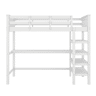 Cama alta 90x200 - Cama infantil com compartimentos de arrumação e secretária por baixo - Branco