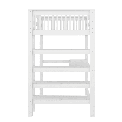 Cama alta 90x200 - Cama infantil com compartimentos de arrumação e secretária por baixo - Branco
