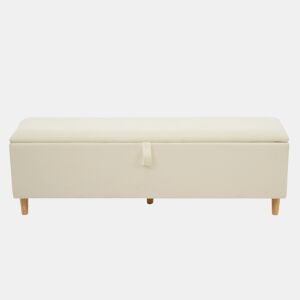 Banco cama 145x38 cm - Banco estofado com armazenamento hidráulico - Bege em estilo cordão
