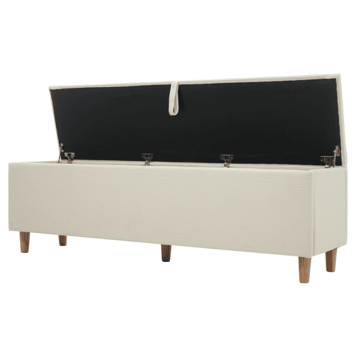 Banco cama 145x38 cm - Banco estofado com armazenamento hidráulico - Bege em estilo cordão