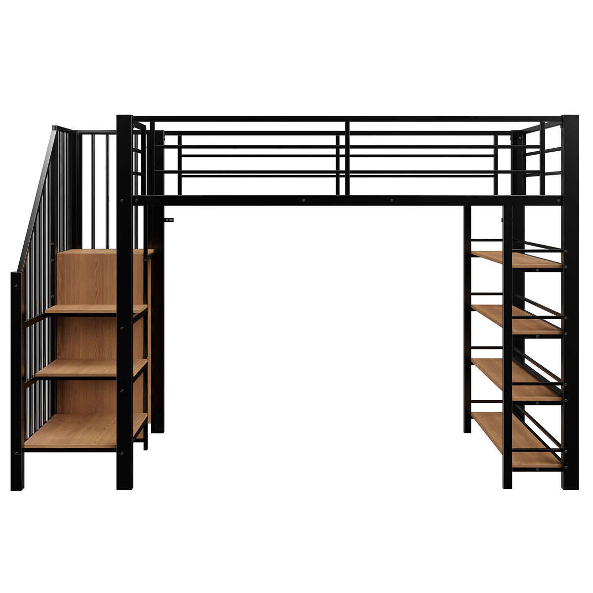 Cama alta para niños 98x255 Negro