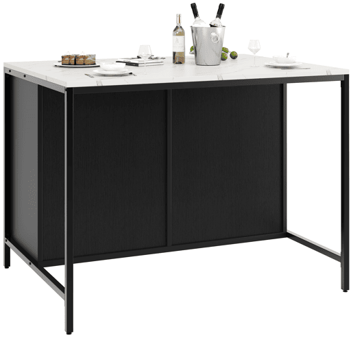 Mesa de bar 105x39x102 cm - Estilo moderno e simples, com superfície em mármore, pés ajustáveis - Preto