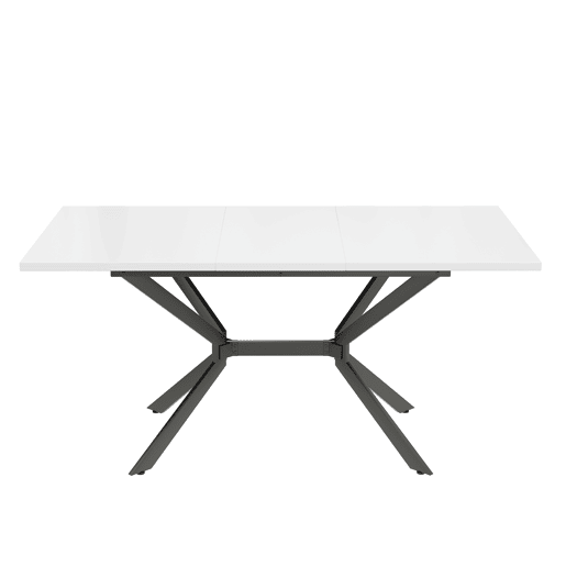 Mesa de jantar extensível 120160*80 cm - pernas em metal preto - branco