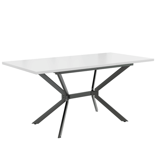 Mesa de jantar extensível 120160*80 cm - pernas em metal preto - branco