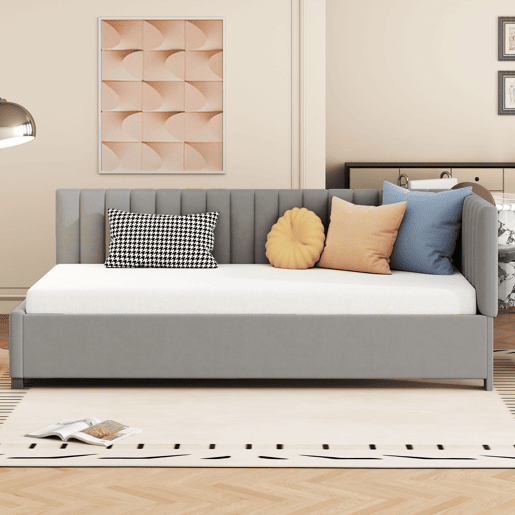 Sofá-cama 90x200 - Multifuncional com estrado, tecido de veludo suave para a pele - Cinza
