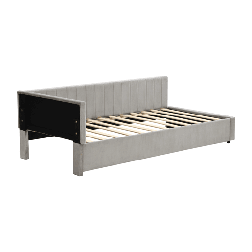 Sofá-cama 90x200 - Multifuncional com estrado, tecido de veludo suave para a pele - Cinza
