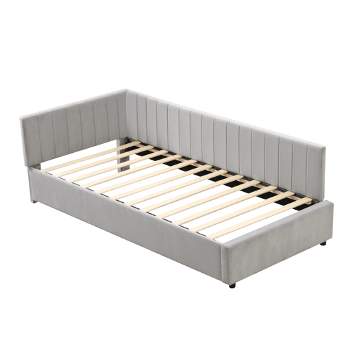 Sofá-cama 90x200 - Multifuncional com estrado, tecido de veludo suave para a pele - Cinza