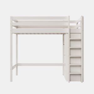 Cama infantil 90x200 cm - Cama individual com armário e 6 prateleiras, fácil de montar, material de alta qualidade - Branco