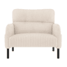 Sillón 1 plaza - Tecido de veludo, assento confortável, braços com bolsos laterais - Bege