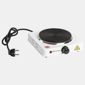 MELCHIONI FAMILY COOK 1 Fogão Elétrico 1000W, Placa de Ferro Fundido, Termóstato Regulável, LED de Funcionamento, Branco