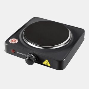 MELCHIONI FAMILY COOK 1 Fogão Elétrico 1000W, Placa de Ferro Fundido, Termóstato Regulável, LED de Funcionamento, Preto