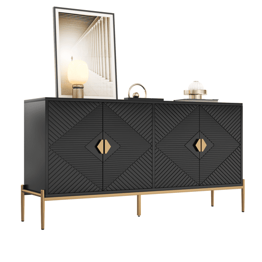 Aparador de mdf com 4 portas,preto Aparador de mdf com 4 portas,preto