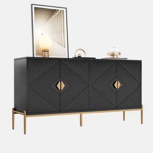 Aparador de mdf com 4 portas,preto