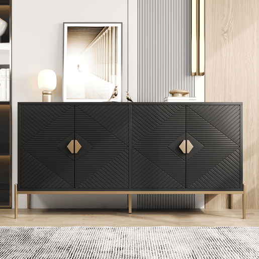 Aparador de mdf com 4 portas,preto Aparador de mdf com 4 portas,preto