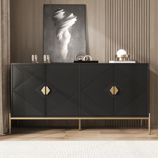 Aparador de mdf com 4 portas,preto Aparador de mdf com 4 portas,preto