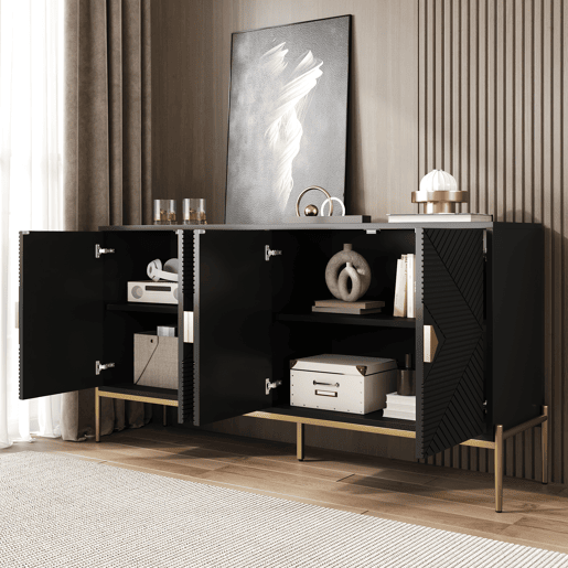 Aparador de mdf com 4 portas,preto Aparador de mdf com 4 portas,preto