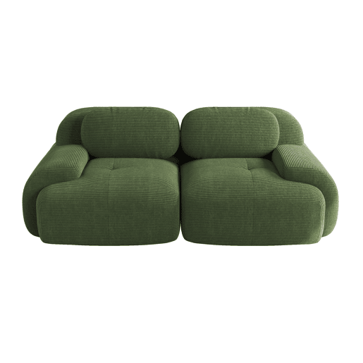 Sofá Loveseat 82'' - Cordão, modular, com braços curvos e base antiderrapante, estofamento altamente elástico - Verde