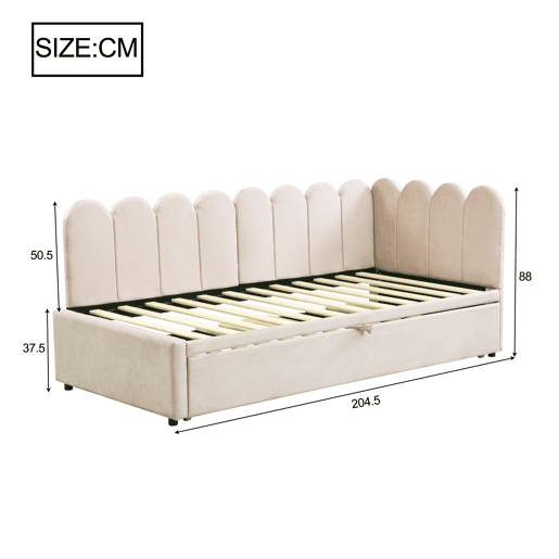 Sofá-cama 90180x200 cm - Multifuncional em L, design compacto, ideal para crianças ou convidados - Bege Sofá-cama 90180x200 cm - Multifuncional em L, design compacto, ideal para crianças ou convidados - Bege