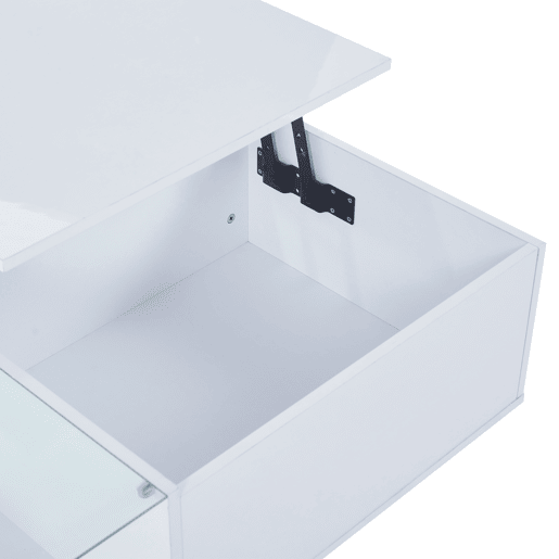 Mesa de café elevável 50x100x(33-46,5) cm - Mesa de sala com arrumação oculta e prateleira - Branco