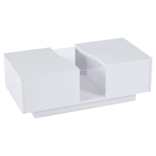 Mesa de café moderna LED - 100 x 50 x 35 cm - Mesa auxiliar branca com luz LED e painel acrílico - Branco Mesa de café moderna LED - 100 x 50 x 35 cm - Mesa auxiliar branca com luz LED e painel acrílico - Branco