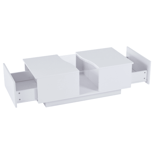 Mesa de café moderna LED - 100 x 50 x 35 cm - Mesa auxiliar branca com luz LED e painel acrílico - Branco Mesa de café moderna LED - 100 x 50 x 35 cm - Mesa auxiliar branca com luz LED e painel acrílico - Branco