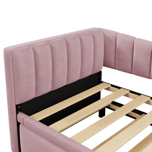 Sofá-cama, 90 x 200 cm (180 x 200 cm) - Cama individual, cama de casal, com cama extraível, estilo minimalista, Rosa