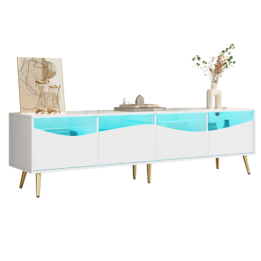 Móvel de TV 180cm de mdf com 4 gavetas e luz led,branco