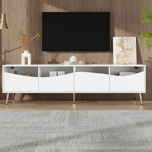 Móvel de TV 180cm de mdf com 4 gavetas e luz led,branco