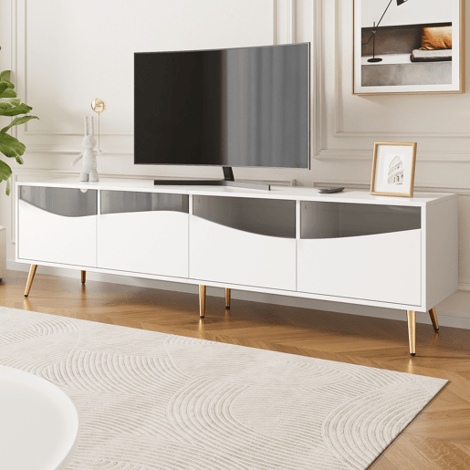 Móvel de TV 180cm de mdf com 4 gavetas e luz led,branco