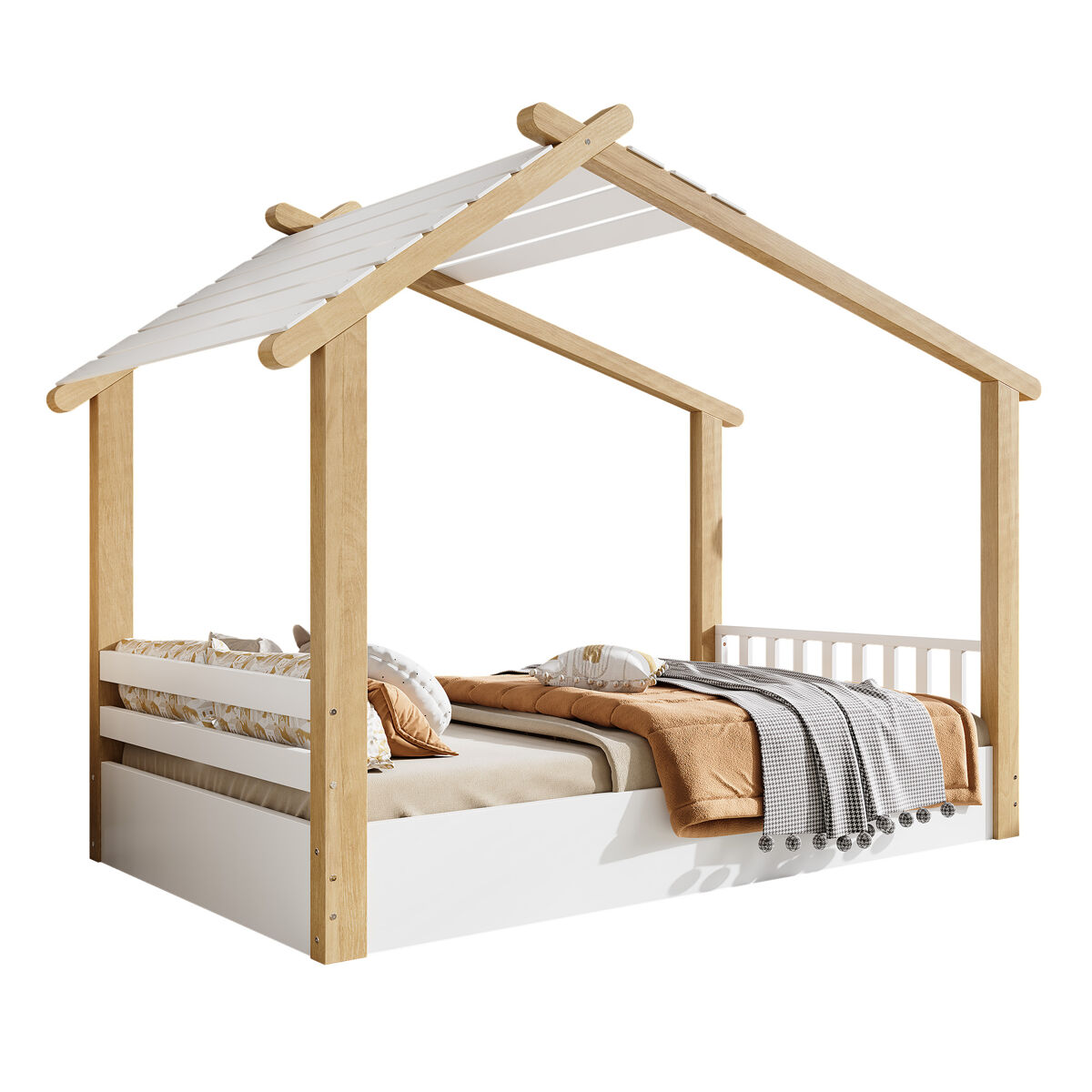 Cama cabaña de madera de pino