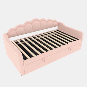Sofá-cama 90x200 cm - Cama hidráulica com arrumação, LED alterável - Rosa