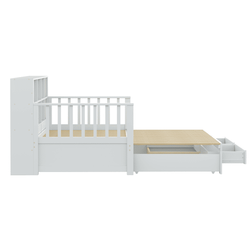 Sofá-cama extensível 90180x190 cm - com arrumação e tomada no braço, 2 gavetas e estrado - Branco