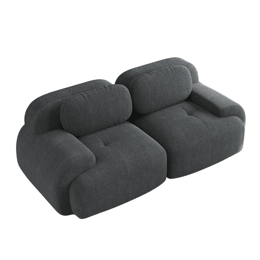 Sofá loveseat 82'' - Modular combinável, com braços curvos, base antiderrapante e estofamento elástico, para sala, quarto e cinema em casa - Cinza