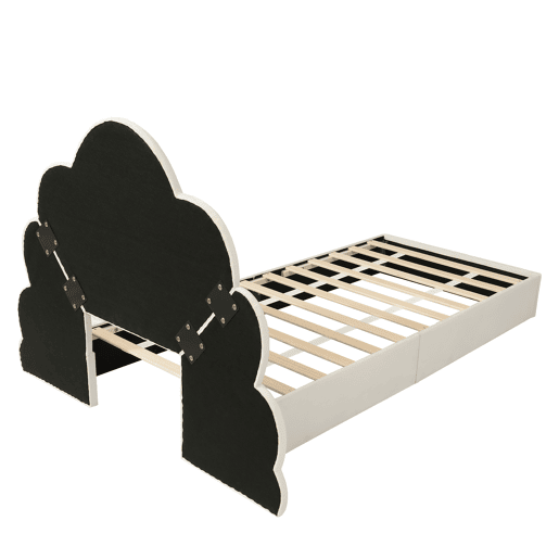 Cama individual 90x200 - cabeceira com pétalas curvas, estilo moderno, confortável, veludo - bege
