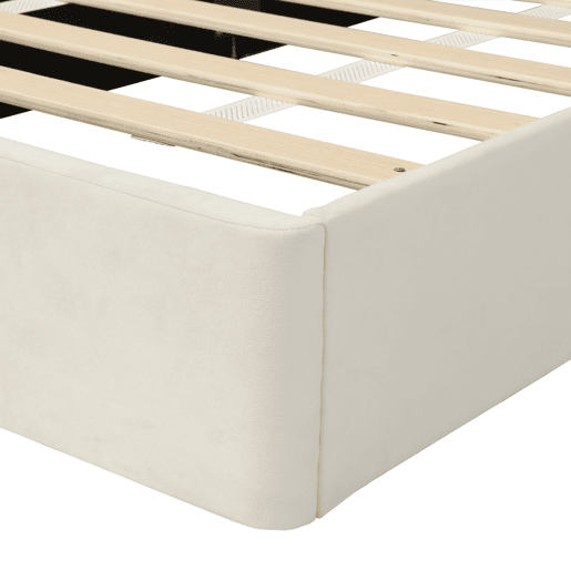 Cama individual 90x200 - cabeceira com pétalas curvas, estilo moderno, confortável, veludo - bege