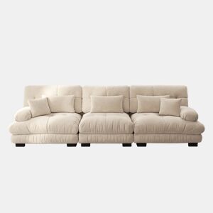 Sofá modular de 3 lugares - Sofá-cama com assento profundo, chenille, confortável para sala de estar, apartamento, escritório - Café claro